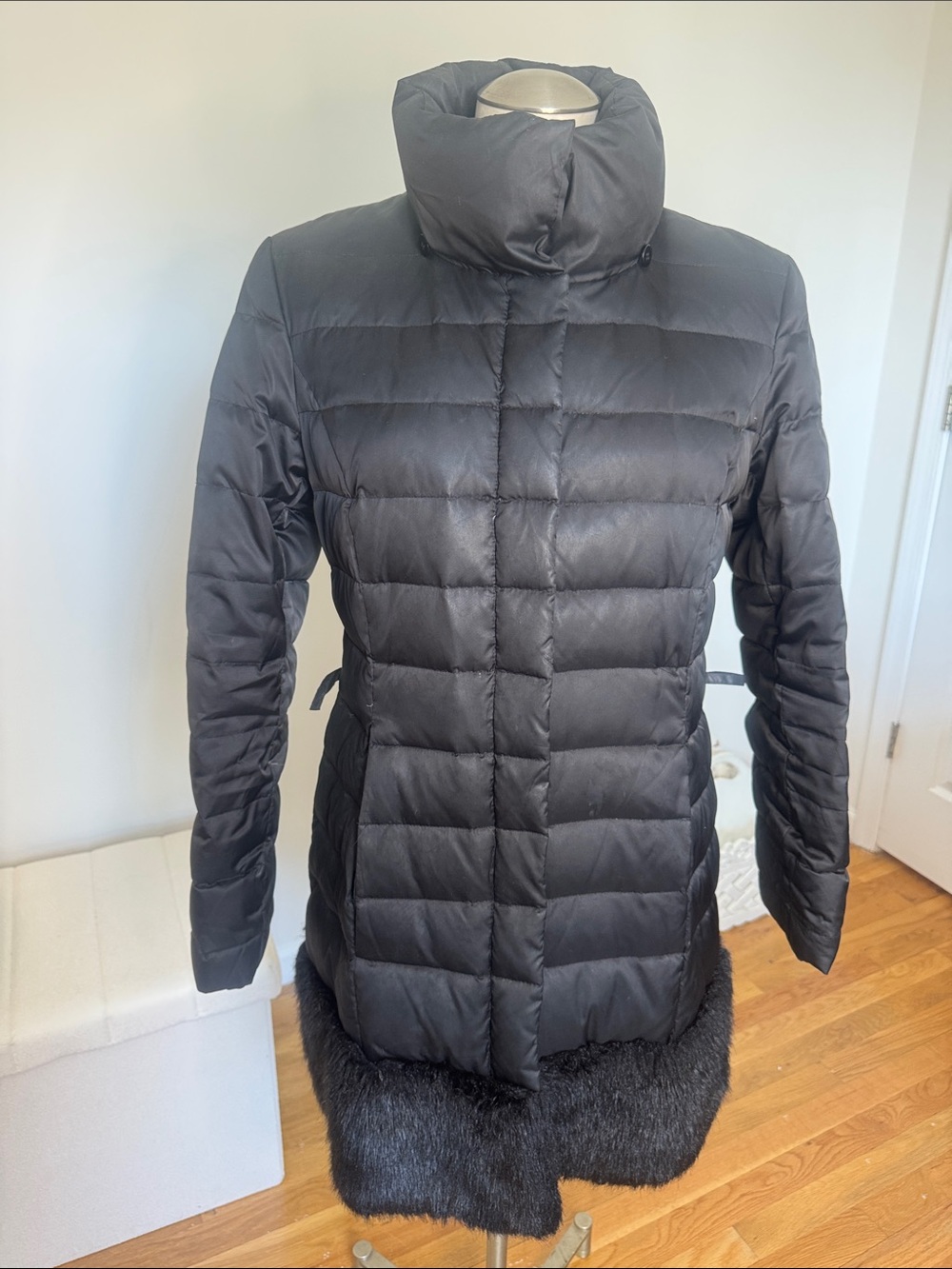 Hilary Radley Down Puffer Coat with faux Fur Trim -